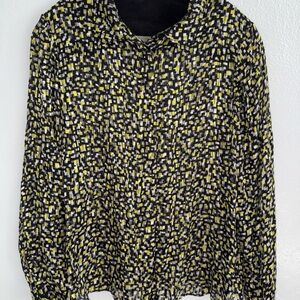 Alice & Olivia silk blend button down SZ L